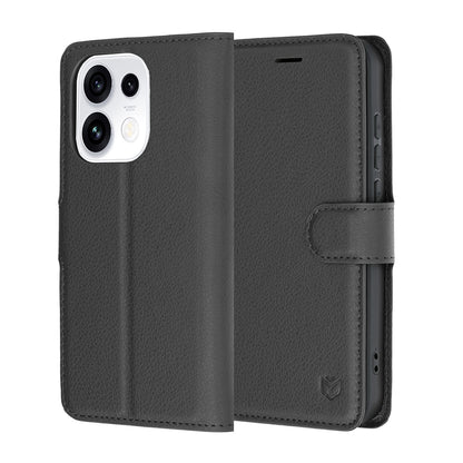 Kuori Oppo Reno16 Pro:lle, Techsuit, nahkainen folio, musta