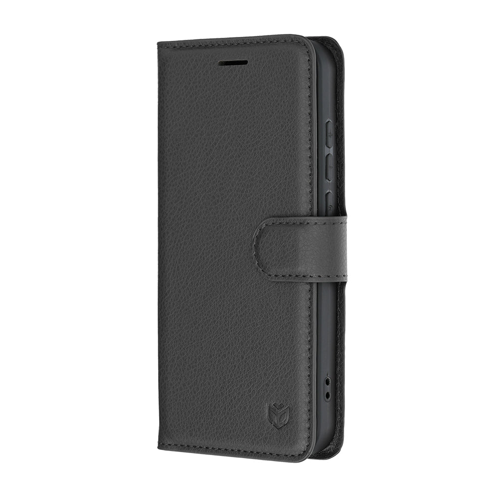 Kuori Oppo Reno16 Pro:lle, Techsuit, nahkainen folio, musta