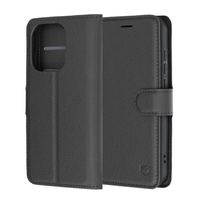 Kuori Oppo Reno16 Pro:lle, Techsuit, nahkainen folio, musta