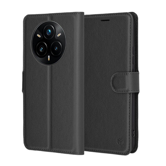 Kuori Realme 14 Pro+:lle, Techsuit, nahkainen folio, musta