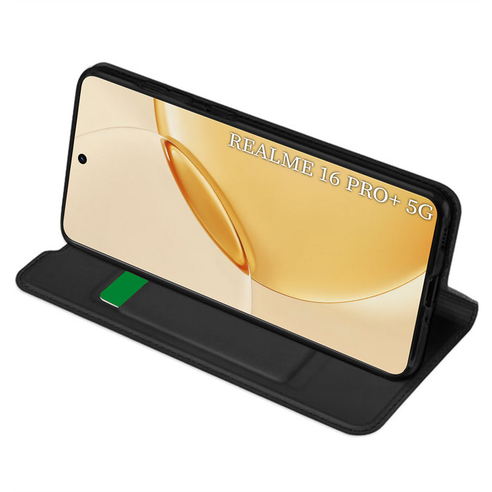 Suojakotelo Realme 16 Pro+ -puhelimelle, Techsuit, Magskin Book, Musta