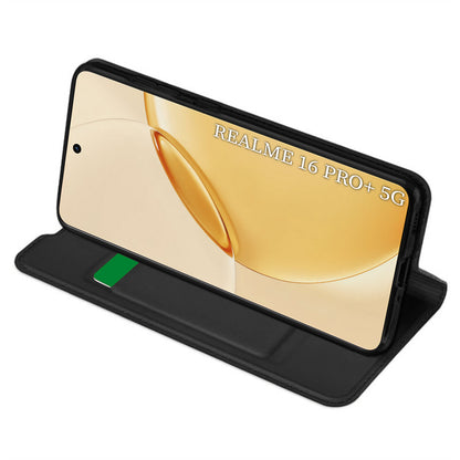 Suojakotelo Realme 16 Pro+ -puhelimelle, Techsuit, Magskin Book, Musta