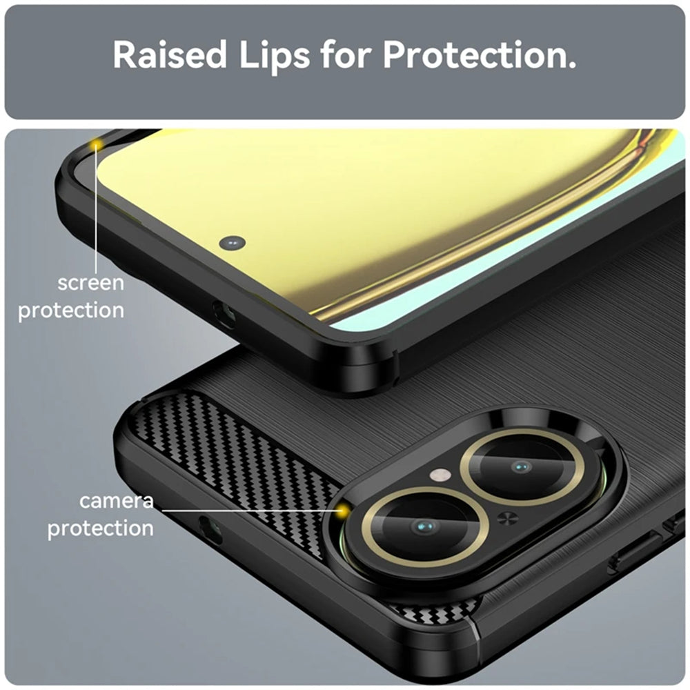 Kuori Realme C67 4G:lle, Techsuit, Hiili, Musta