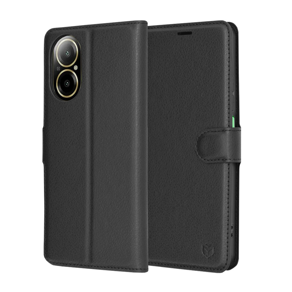 Kuori Realme C67 4G:lle, Techsuit, nahkainen folio, musta