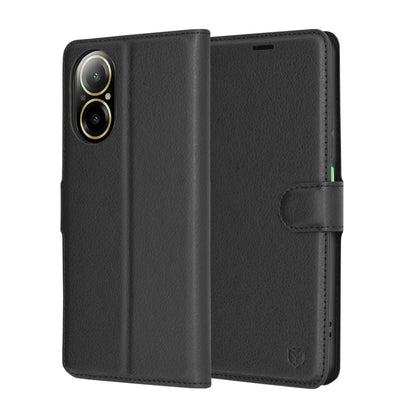 Kuori Realme C67 4G:lle, Techsuit, nahkainen folio, musta