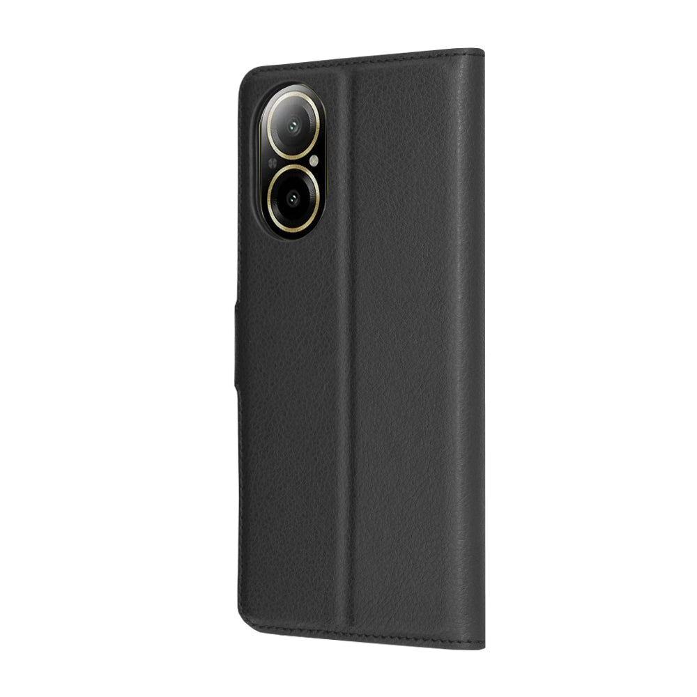 Kuori Realme C67 4G:lle, Techsuit, nahkainen folio, musta