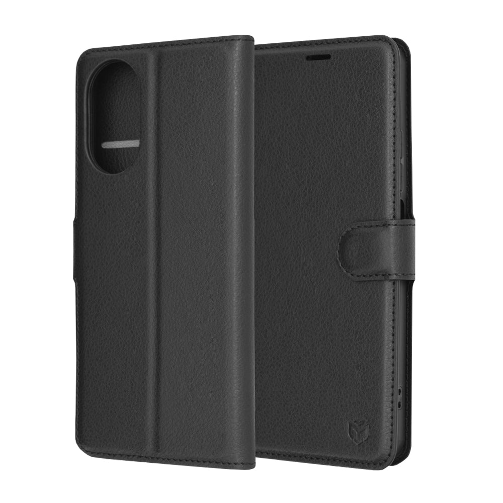 Kuori Realme C67 4G:lle, Techsuit, nahkainen folio, musta