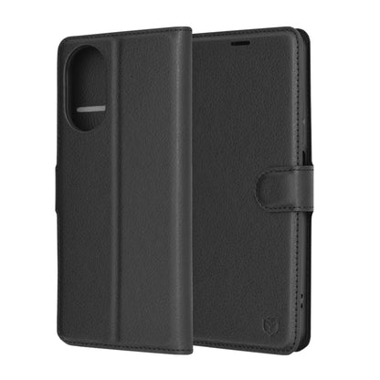 Kuori Realme C67 4G:lle, Techsuit, nahkainen folio, musta