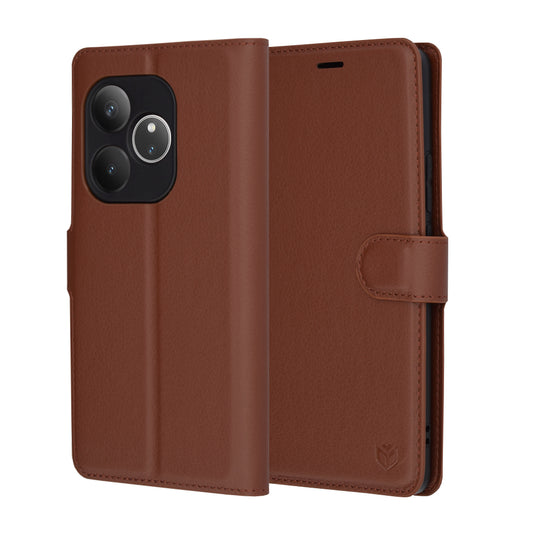 Kuori Realme GT 6T / GT 6:lle, Techsuit, nahkainen folio, ruskea