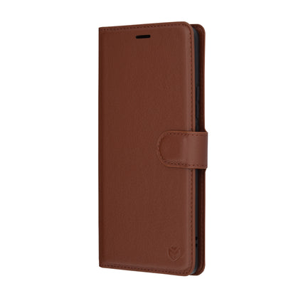Kuori Realme GT 6T / GT 6:lle, Techsuit, nahkainen folio, ruskea