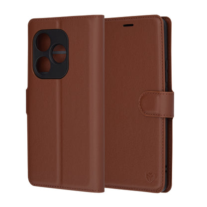 Kuori Realme GT 6T / GT 6:lle, Techsuit, nahkainen folio, ruskea
