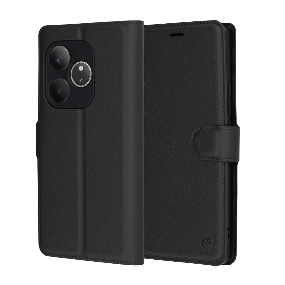 Case for Realme GT 6T / GT 6, Techsuit, Leather Folio, Black