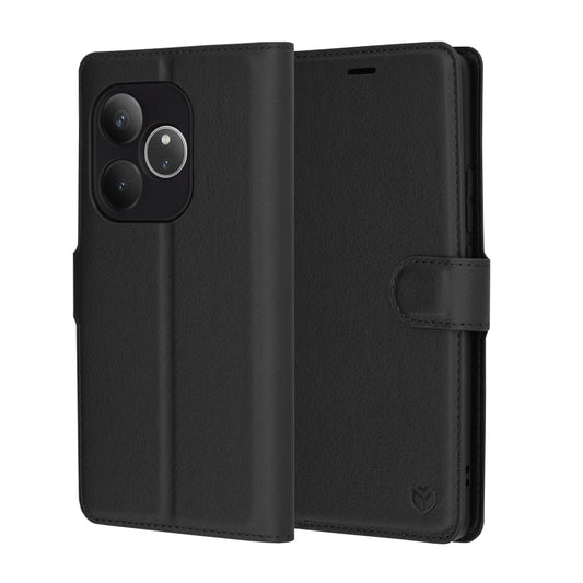 Kuori Realme GT 6T / GT 6:lle, Techsuit, nahkainen folio, musta