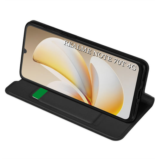 Kotelo Realme Note 70T:lle, Techsuit, Magskin Book, Musta
