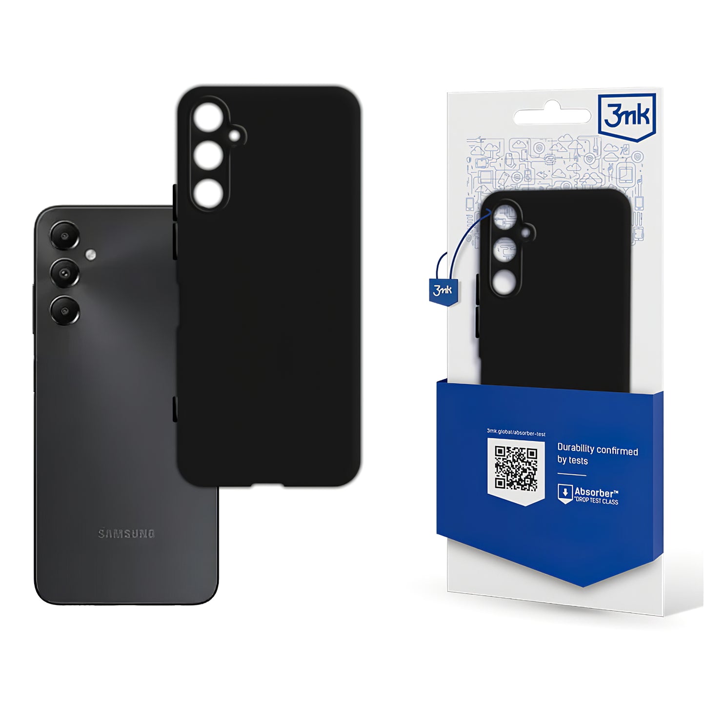 Kuori Samsung Galaxy A05s A057:lle, 3MK, Matta Musta