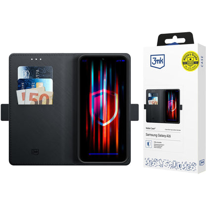 Kuori Samsung Galaxy A16 5G A166 / A16 4G A165, 3MK, Lompakko, Musta