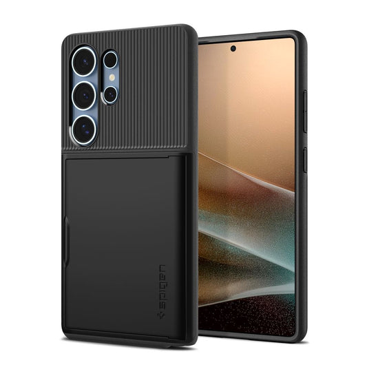 Kotelo Samsung Galaxy S25 Ultra S938:lle, Spigen, Slim Armor CS, Musta ACS08967