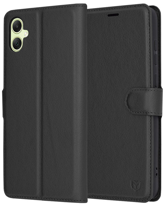 Kuori Samsung Galaxy A05 A055:lle, Techsuit, nahkainen folio, musta