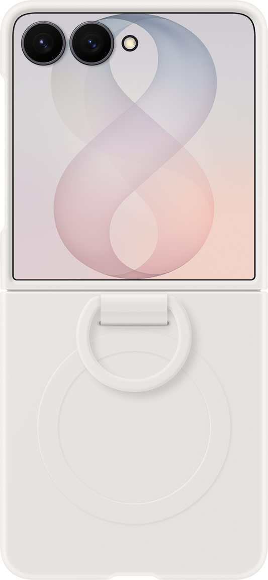 Kuori Samsung Galaxy Z Flip8 F776:lle, Silicone Ring Magnet, Valkoinen EF-EF776CWEGWW