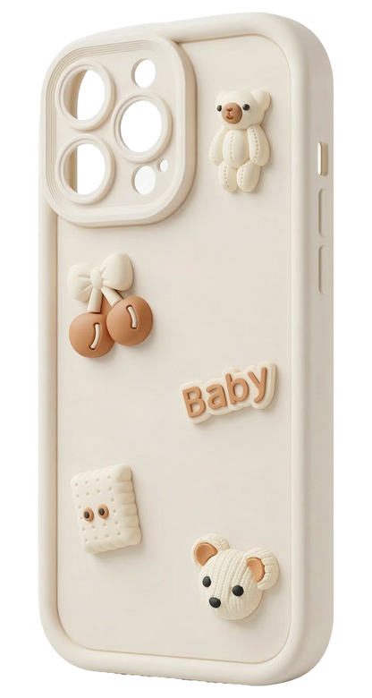 Kuori Samsung Galaxy S25 S931:lle, OEM, Ultra Trendy 3D Bear, beige
