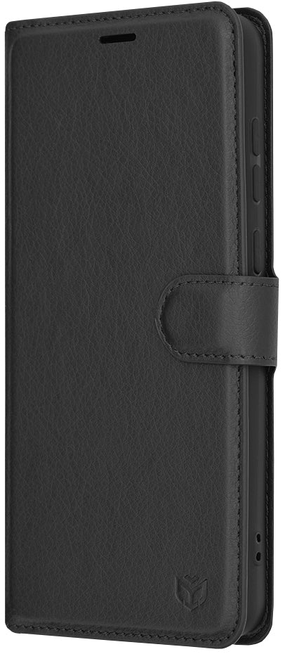 Kuori Samsung Galaxy A05 A055:lle, Techsuit, nahkainen folio, musta