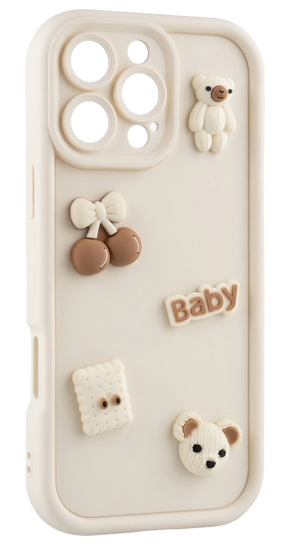 Kuori Samsung Galaxy S25 S931:lle, OEM, Ultra Trendy 3D Bear, beige