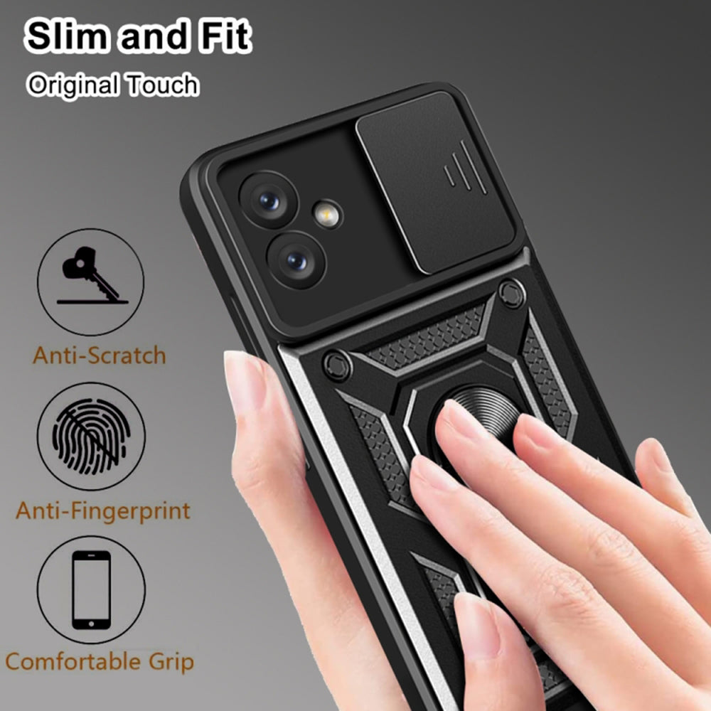 Kuori Samsung Galaxy A04e A042 / M04 M045:lle, Techsuit, CamShield, Musta