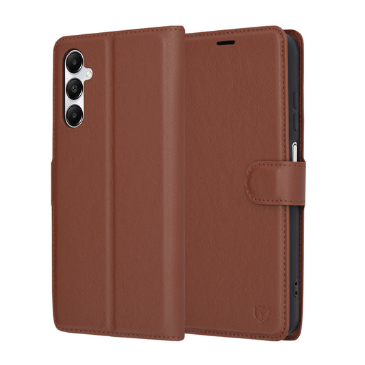 Kuori Samsung Galaxy A05s A057:lle, Techsuit, nahkainen folio, ruskea