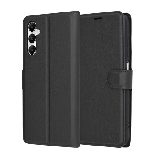 Kuori Samsung Galaxy A05s A057:lle, Techsuit, nahkainen folio, musta