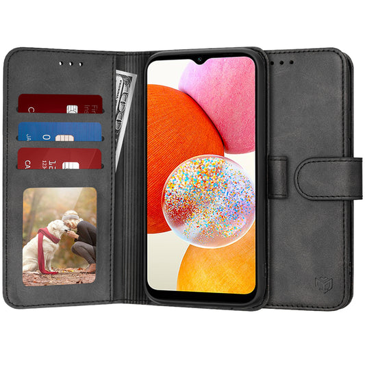 Kuori Samsung Galaxy A14 A145 / A14 5G A146:lle, Techsuit, Diary Book, Musta