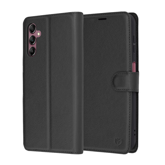 Kuori Samsung Galaxy A14 A145 / A14 5G A146:lle, Techsuit, Nahkainen Folio, Musta