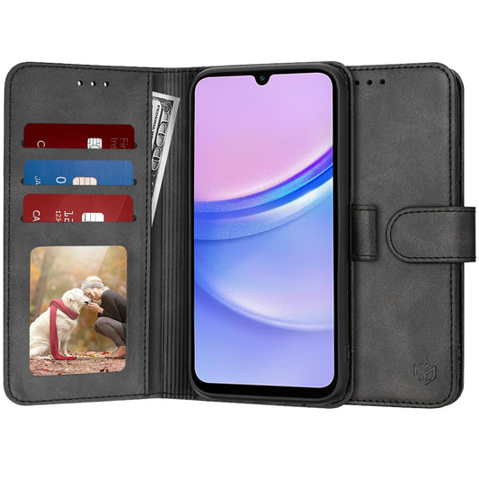 Kuori Samsung Galaxy A15 5G A156 / A15 A155:lle, Techsuit, Diary Book, Musta