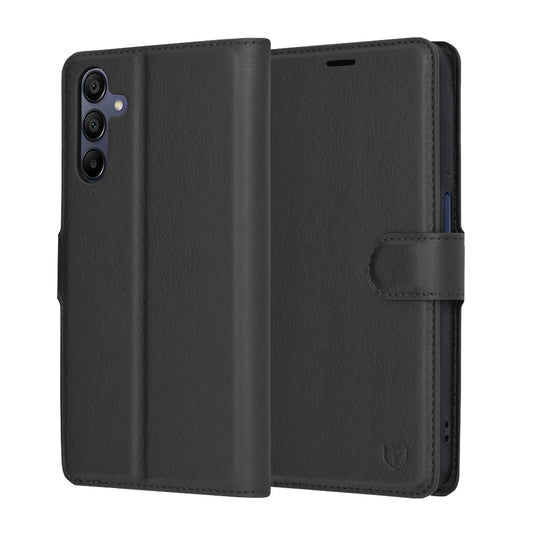 Kuori Samsung Galaxy A15 5G A156 / A15 A155:lle, Techsuit, nahkainen folio, musta