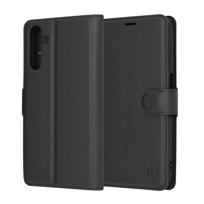 Kuori Samsung Galaxy A15 5G A156 / A15 A155:lle, Techsuit, nahkainen folio, musta