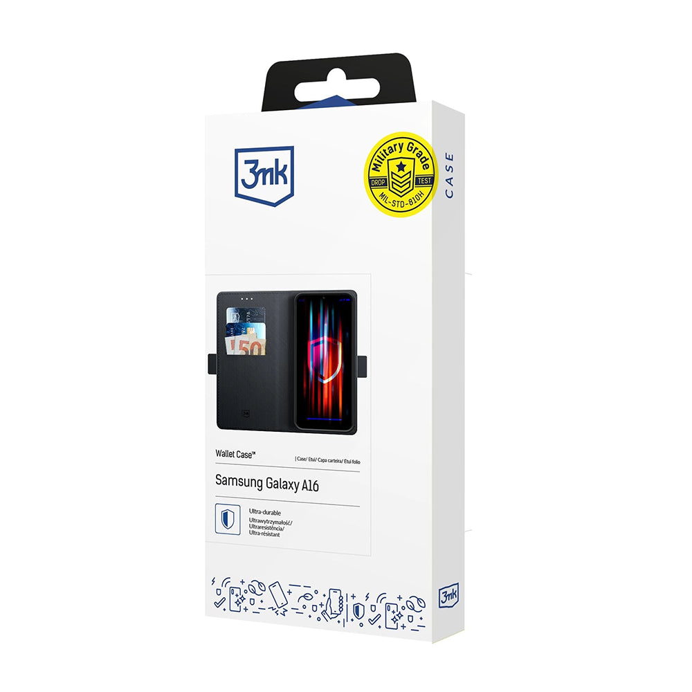 Kuori Samsung Galaxy A16 5G A166 / A16 4G A165, 3MK, Lompakko, Musta