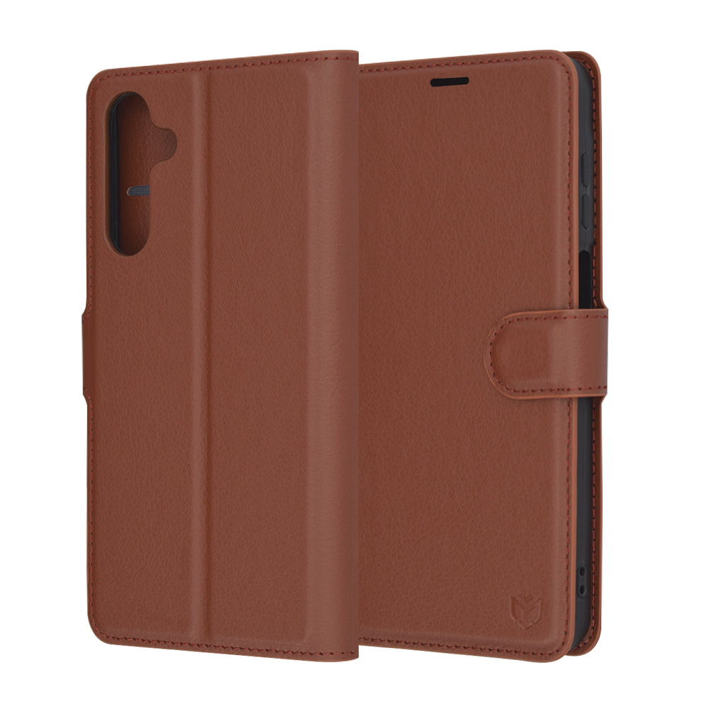 Kuori Samsung Galaxy A16 5G A166 / A16 4G A165:lle, Techsuit, nahkainen folio, ruskea