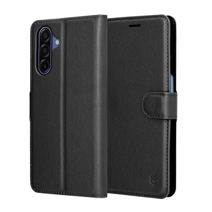 Kuori Samsung Galaxy A17 4G / A17 5G:lle, Techsuit, nahkainen folio, musta