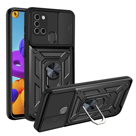 Kuori Samsung Galaxy A21s A217:lle, Techsuit, CamShield, Musta