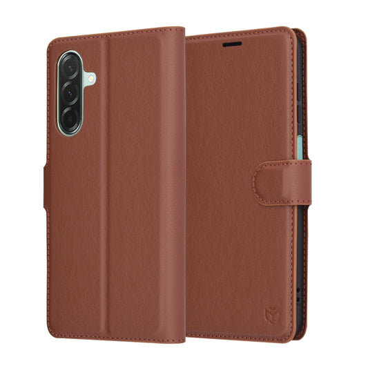 Kuori Samsung Galaxy A26 A266:lle, Techsuit, nahkainen folio, ruskea