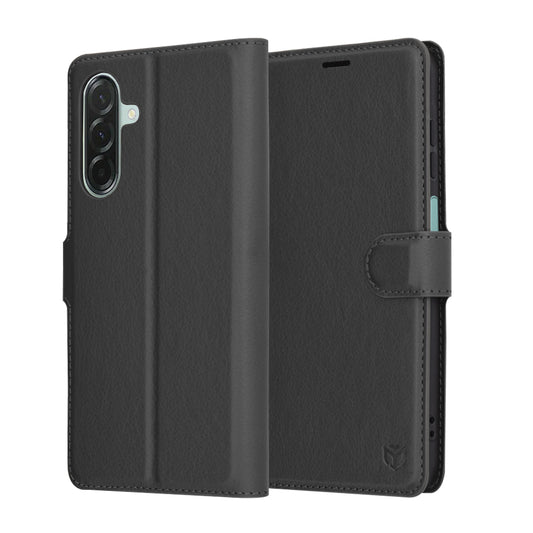 Kuori Samsung Galaxy A26 A266:lle, Techsuit, nahkainen folio, musta