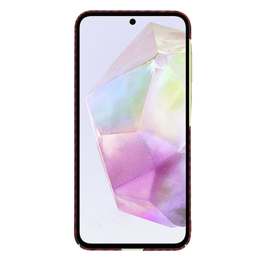 Kuori Samsung Galaxy A35 5G A356:lle, Techsuit, Carbonite FiberShell, Punainen