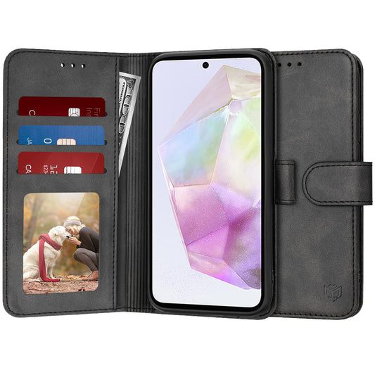 Kuori Samsung Galaxy A35 5G A356:lle, Techsuit, Diary Book, Musta