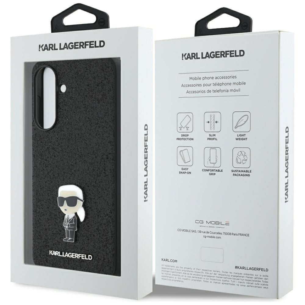 Case for Samsung Galaxy A36 A366, Karl Lagerfeld, Glitter Fixed Ikonik Karl, Black