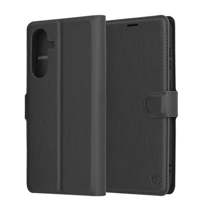 Kuori Samsung Galaxy A36 A366:lle, Techsuit, nahkainen folio, musta