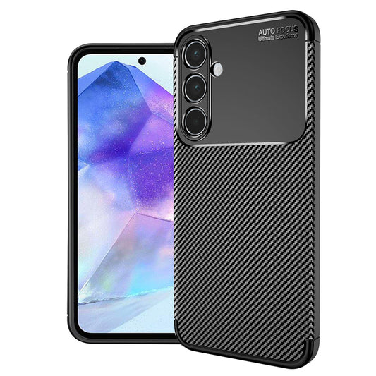 Kuori Samsung Galaxy A55 5G A556:lle, Techsuit, Hiilikuitu, Musta