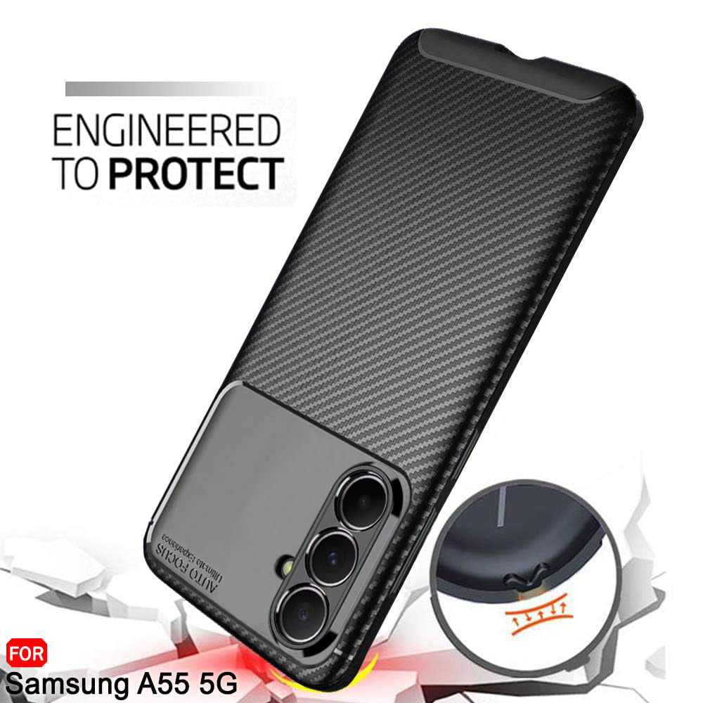 Case for Samsung Galaxy A55 5G A556, Techsuit, CarbonFiber, Black