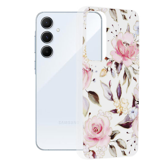 Kuori Samsung Galaxy A55 5G A556:lle, Techsuit, Marble, Valkoinen