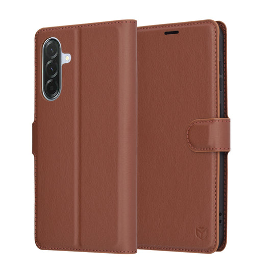 Kuori Samsung Galaxy A56 A566:lle, Techsuit, nahkainen folio, ruskea