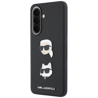 Case for Samsung Galaxy A57 5G, Karl Lagerfeld, Grained Karl & Choupette's Heads Pins and Logo, Black