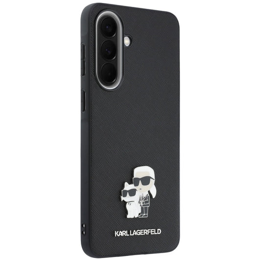 Case for Samsung Galaxy A57 5G, Karl Lagerfeld, Saffiano Karl & Choupette Metal, Black